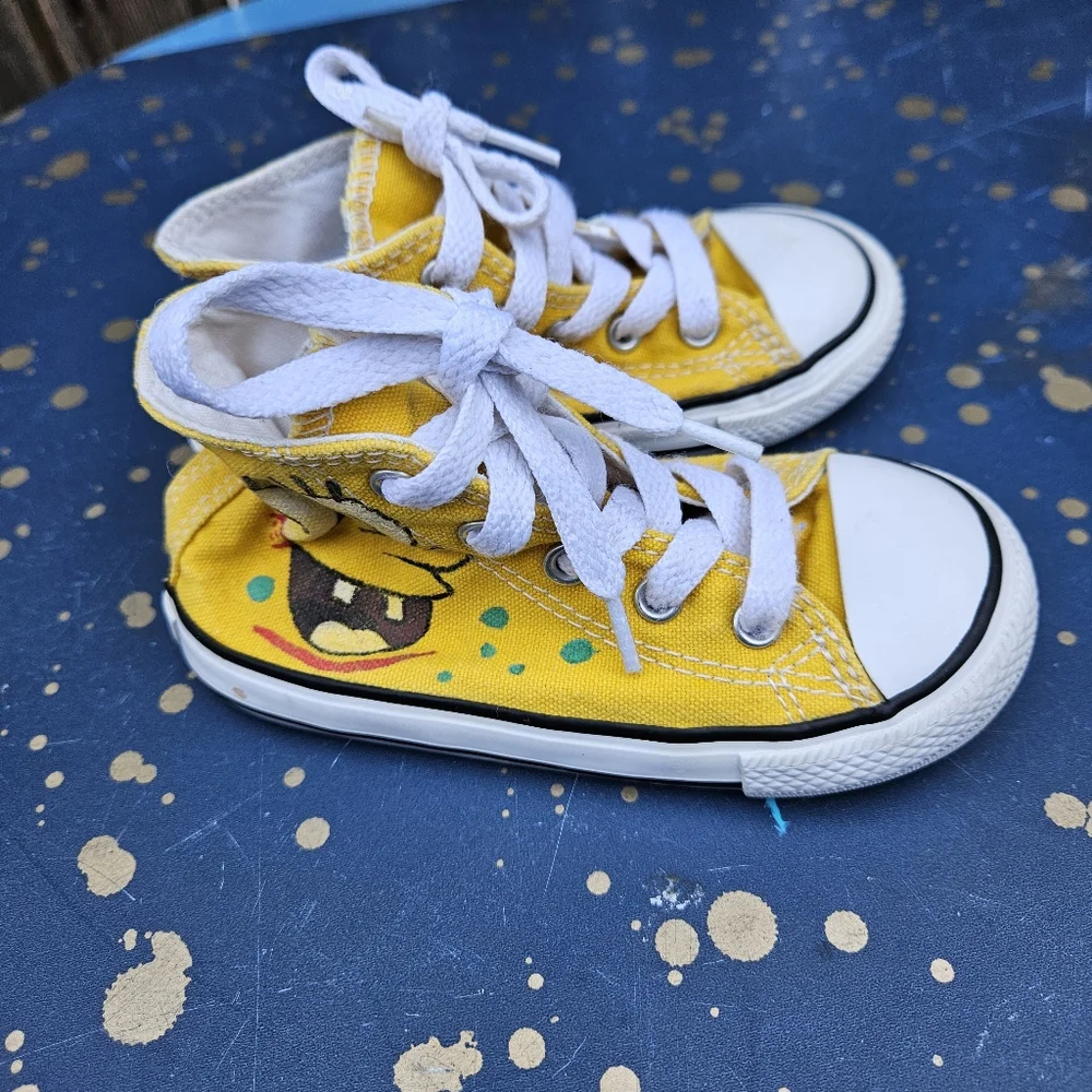 Converse SpongeBob Kids High-Top Sneakers - Yellow Size 8 - Picture 13 of 16